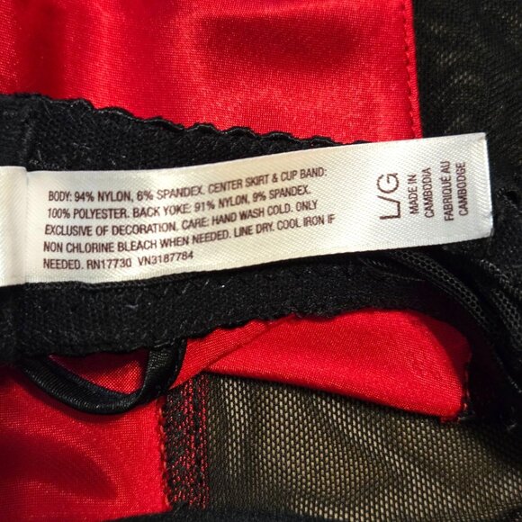 Gilligan & O'Malley Intimates Red/Black Lace Size Large Baby Doll Nighty #17730 - Picture 6 of 9